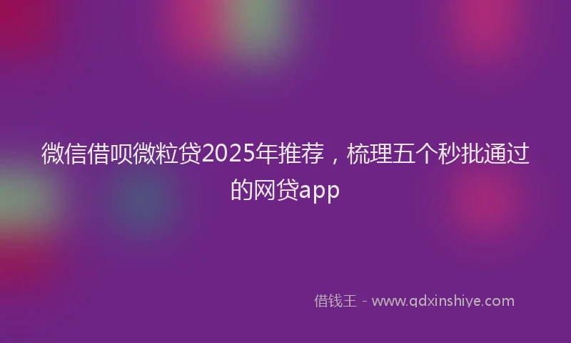 微信借呗微粒贷2025年推荐，梳理五个秒批通过的网贷app