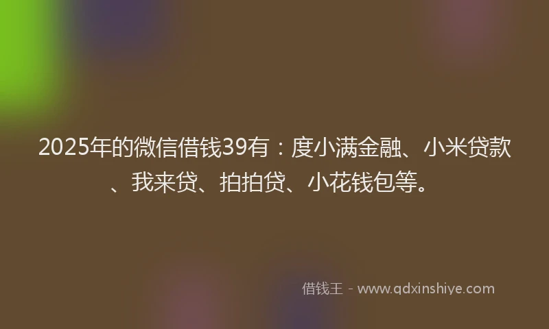 2025年的微信借钱39有：度小满金融、小米贷款、我来贷、拍拍贷、小花钱包等。
