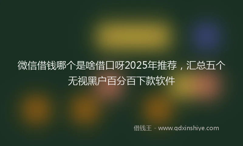微信借钱哪个是啥借口呀2025年推荐，汇总五个无视黑户百分百下款软件
