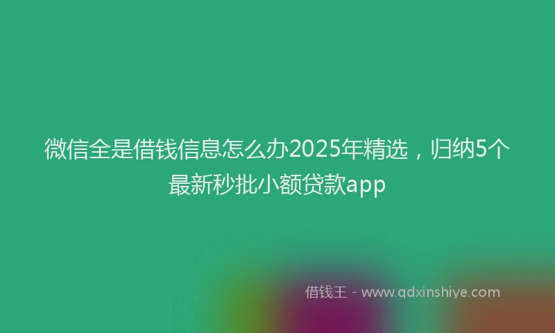 微信全是借钱信息怎么办2025年精选，归纳5个最新秒批小额贷款app