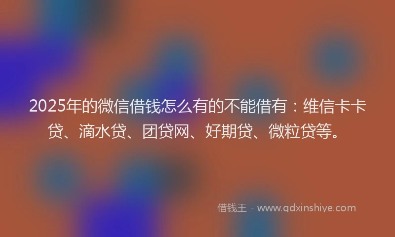2025年的微信借钱怎么有的不能借有：维信卡卡贷、滴水贷、团贷网、好期贷、微粒贷等。