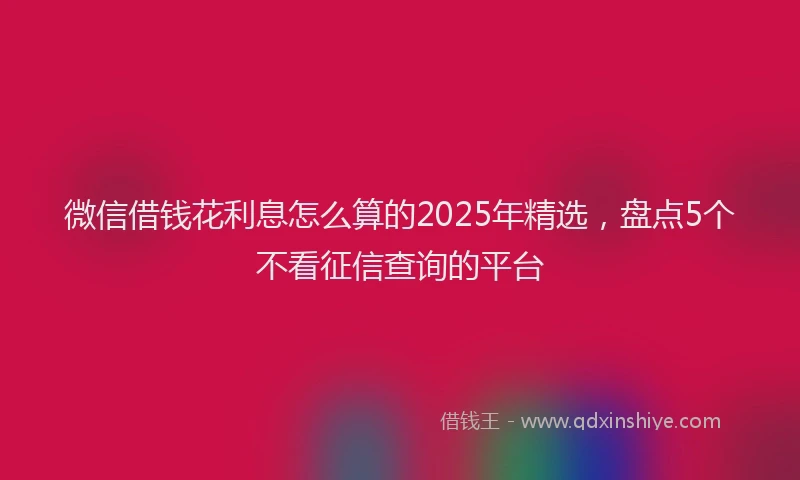 微信借钱花利息怎么算的2025年精选，盘点5个不看征信查询的平台
