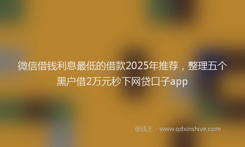 微信借钱利息最低的借款2025年推荐，整理五个黑户借2万元秒下网贷口子app
