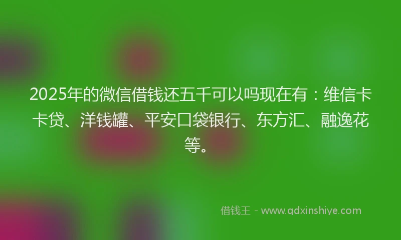 2025年的微信借钱还五千可以吗现在有：维信卡卡贷、洋钱罐、平安口袋银行、东方汇、融逸花等。