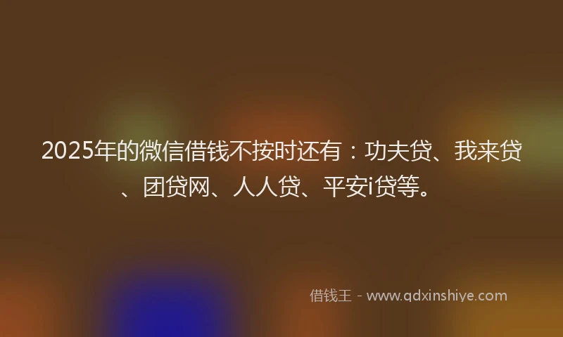 2025年的微信借钱不按时还有：功夫贷、我来贷、团贷网、人人贷、平安i贷等。