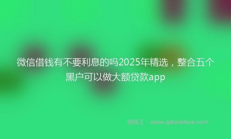 微信借钱有不要利息的吗2025年精选，整合五个黑户可以做大额贷款app