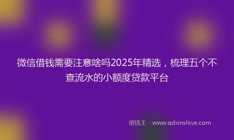 微信借钱需要注意啥吗2025年精选，梳理五个不查流水的小额度贷款平台