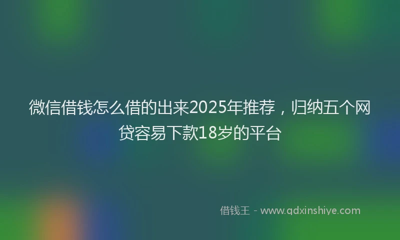 微信借钱怎么借的出来2025年推荐，归纳五个网贷容易下款18岁的平台