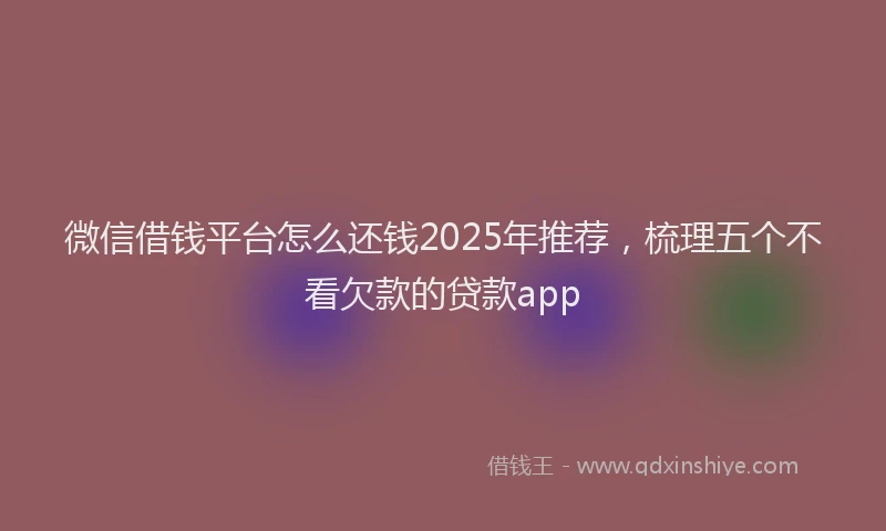 微信借钱平台怎么还钱2025年推荐，梳理五个不看欠款的贷款app