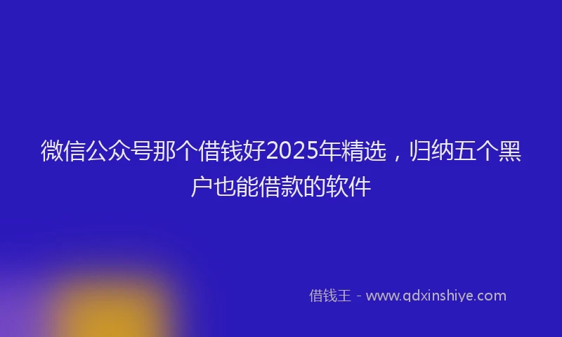微信公众号那个借钱好2025年精选，归纳五个黑户也能借款的软件
