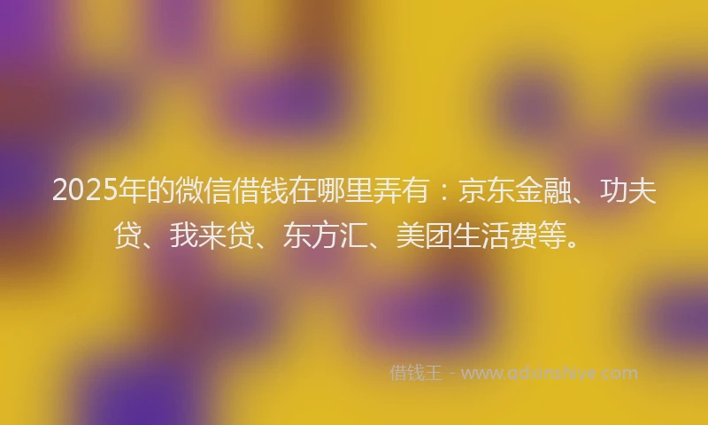 2025年的微信借钱在哪里弄有：京东金融、功夫贷、我来贷、东方汇、美团生活费等。