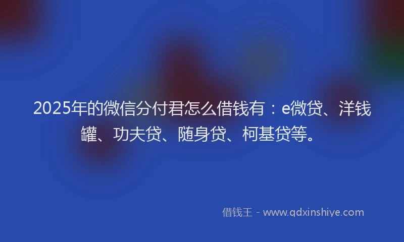 2025年的微信分付君怎么借钱有：e微贷、洋钱罐、功夫贷、随身贷、柯基贷等。