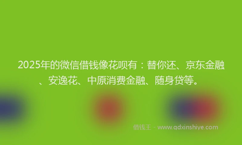 2025年的微信借钱像花呗有：替你还、京东金融、安逸花、中原消费金融、随身贷等。
