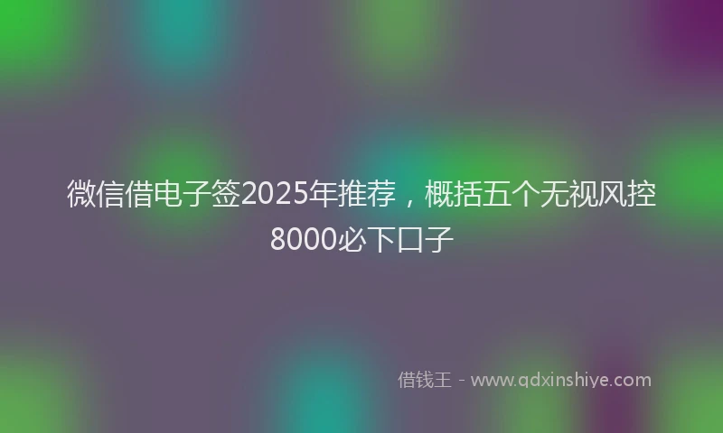 微信借电子签2025年推荐，概括五个无视风控8000必下口子