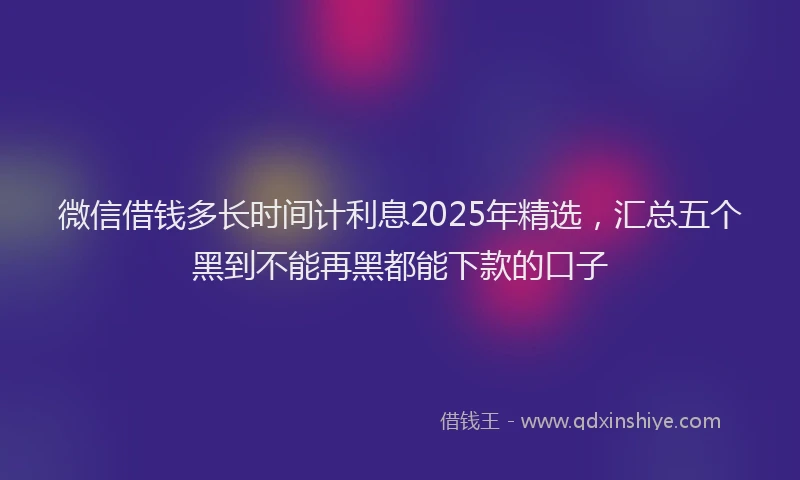 微信借钱多长时间计利息2025年精选，汇总五个黑到不能再黑都能下款的口子