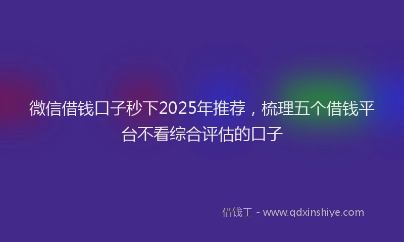 微信借钱口子秒下2025年推荐，梳理五个借钱平台不看综合评估的口子