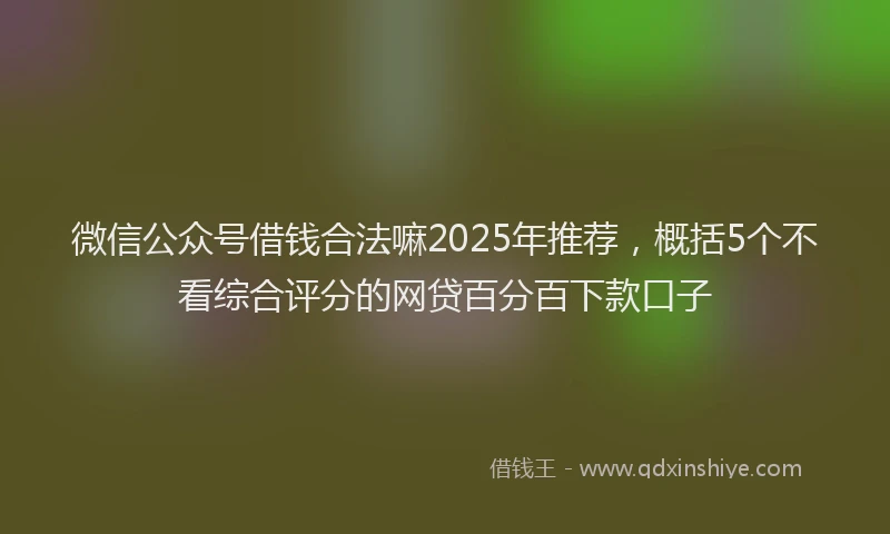 微信公众号借钱合法嘛2025年推荐，概括5个不看综合评分的网贷百分百下款口子