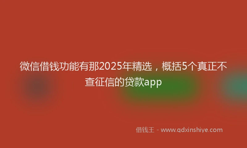 微信借钱功能有那2025年精选，概括5个真正不查征信的贷款app