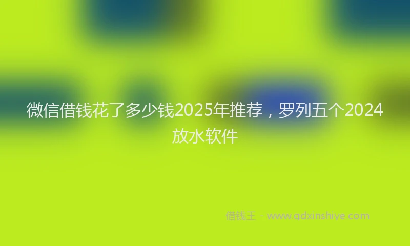 微信借钱花了多少钱2025年推荐，罗列五个2024放水软件