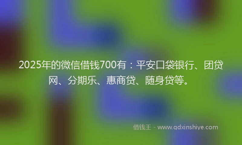 2025年的微信借钱700有：平安口袋银行、团贷网、分期乐、惠商贷、随身贷等。