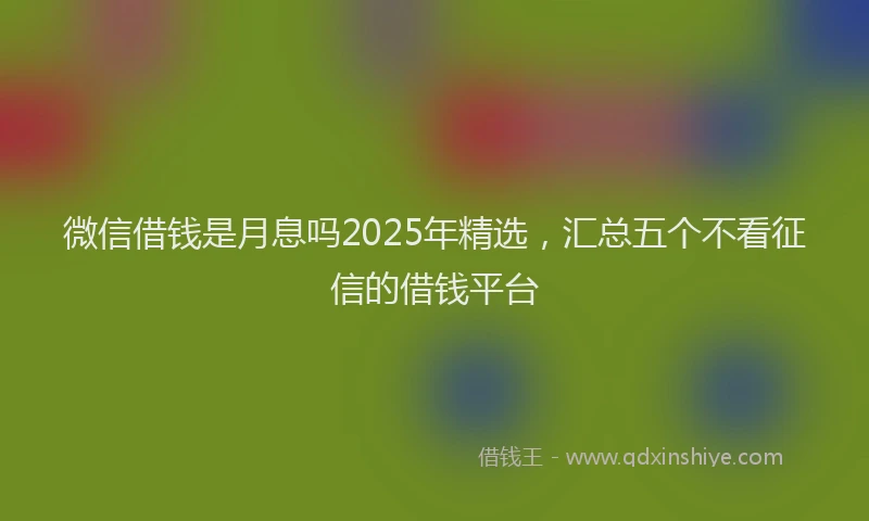 微信借钱是月息吗2025年精选，汇总五个不看征信的借钱平台
