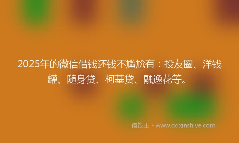 2025年的微信借钱还钱不尴尬有：投友圈、洋钱罐、随身贷、柯基贷、融逸花等。