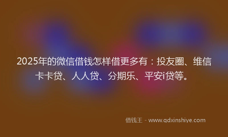 2025年的微信借钱怎样借更多有：投友圈、维信卡卡贷、人人贷、分期乐、平安i贷等。
