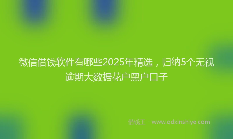 微信借钱软件有哪些2025年精选，归纳5个无视逾期大数据花户黑户口子