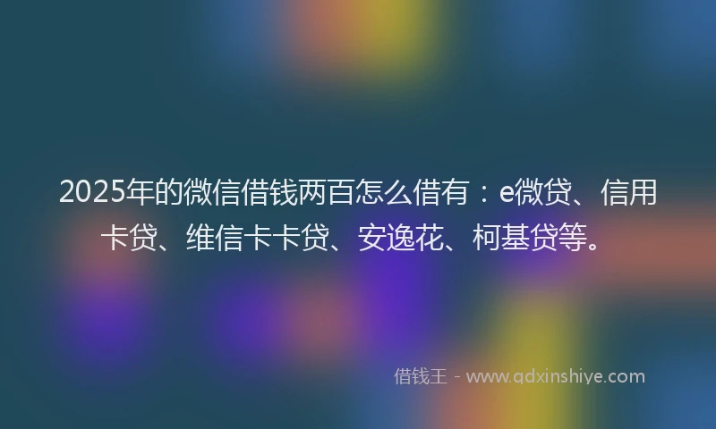 2025年的微信借钱两百怎么借有：e微贷、信用卡贷、维信卡卡贷、安逸花、柯基贷等。