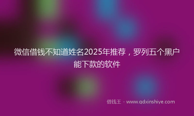 微信借钱不知道姓名2025年推荐，罗列五个黑户能下款的软件