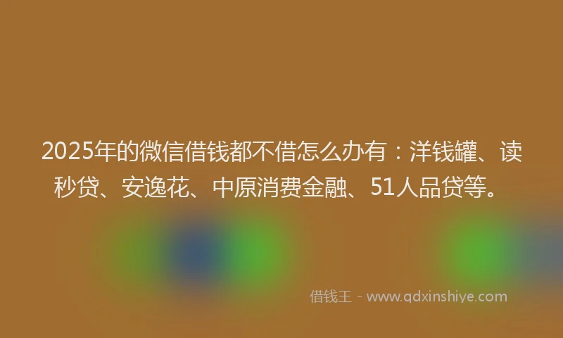 2025年的微信借钱都不借怎么办有：洋钱罐、读秒贷、安逸花、中原消费金融、51人品贷等。