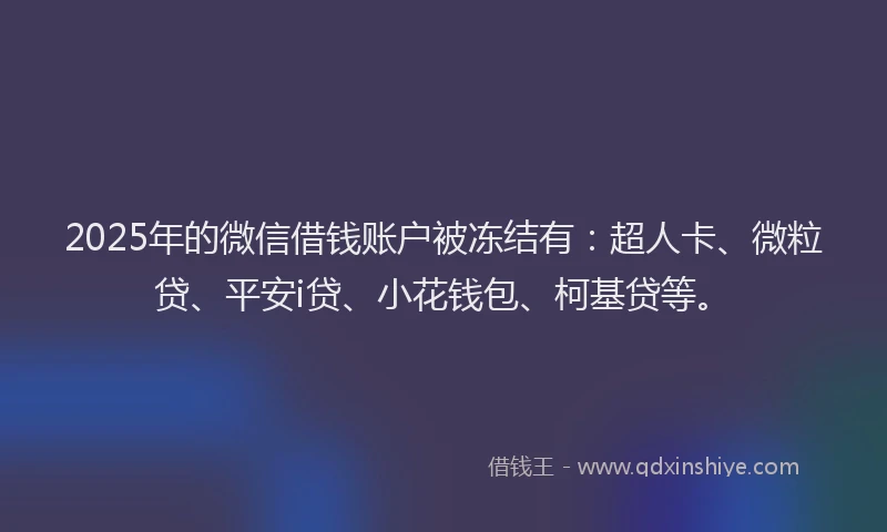 2025年的微信借钱账户被冻结有：超人卡、微粒贷、平安i贷、小花钱包、柯基贷等。