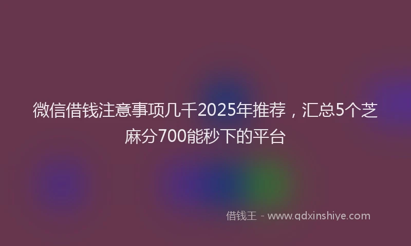 微信借钱注意事项几千2025年推荐，汇总5个芝麻分700能秒下的平台