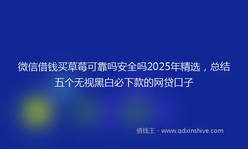 微信借钱买草莓可靠吗安全吗2025年精选，总结五个无视黑白必下款的网贷口子