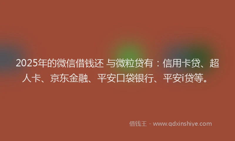2025年的微信借钱还 与微粒贷有：信用卡贷、超人卡、京东金融、平安口袋银行、平安i贷等。