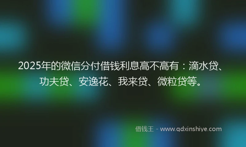 2025年的微信分付借钱利息高不高有：滴水贷、功夫贷、安逸花、我来贷、微粒贷等。