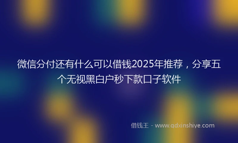 微信分付还有什么可以借钱2025年推荐，分享五个无视黑白户秒下款口子软件
