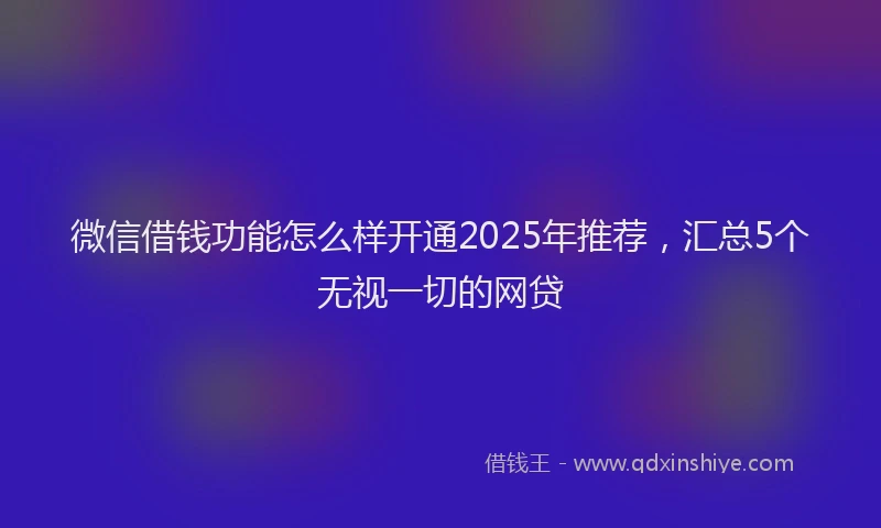 微信借钱功能怎么样开通2025年推荐，汇总5个无视一切的网贷