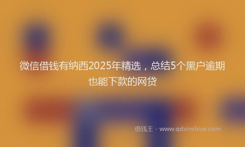 微信借钱有纳西2025年精选，总结5个黑户逾期也能下款的网贷