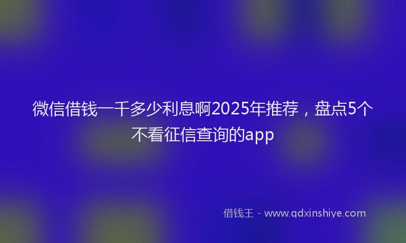 微信借钱一千多少利息啊2025年推荐，盘点5个不看征信查询的app
