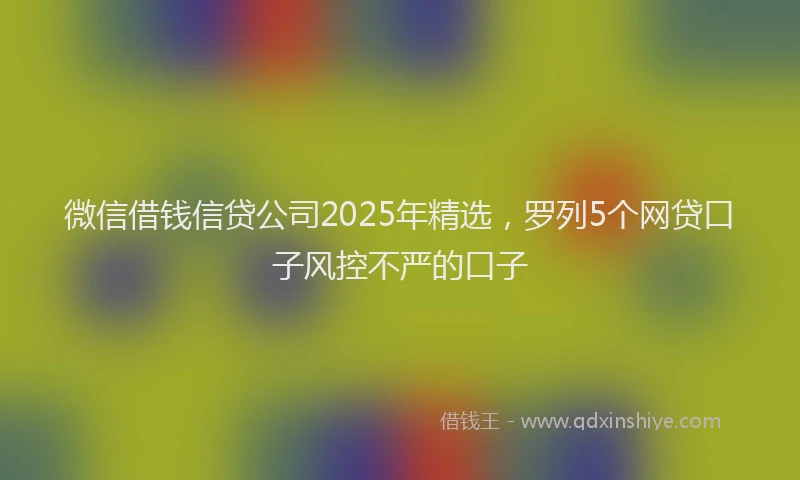 微信借钱信贷公司2025年精选，罗列5个网贷口子风控不严的口子