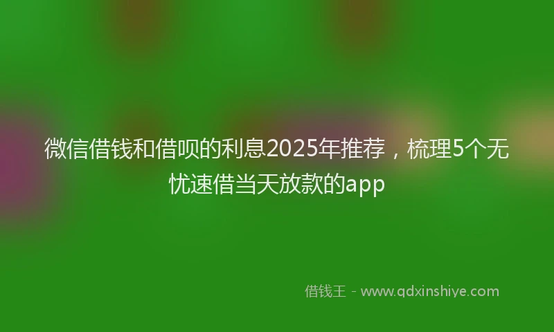 微信借钱和借呗的利息2025年推荐，梳理5个无忧速借当天放款的app