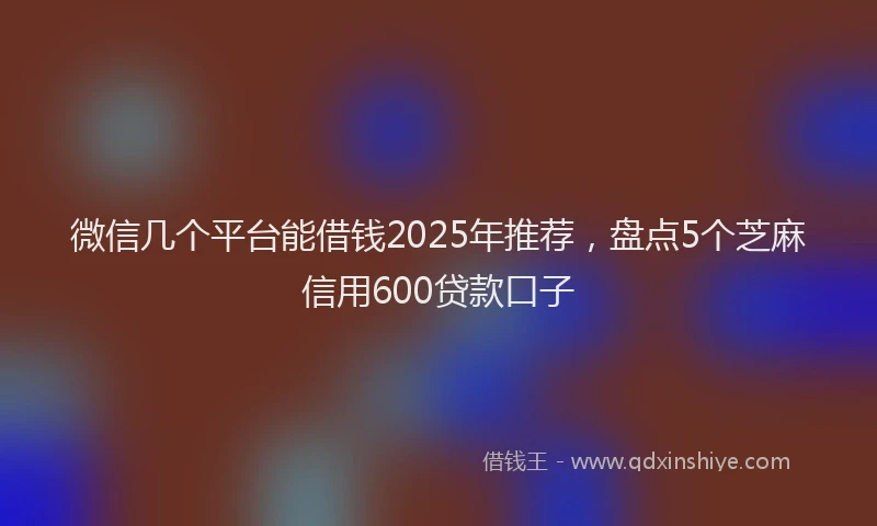 微信几个平台能借钱2025年推荐,盘点5个芝麻信用600贷款口子