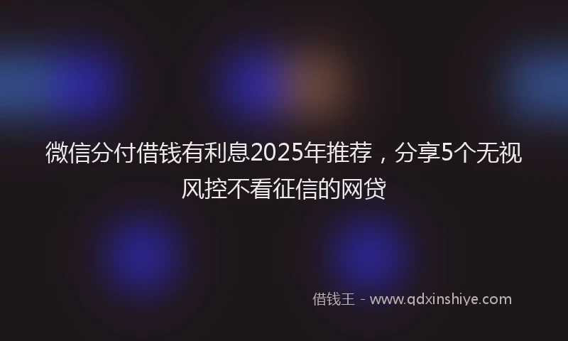 微信分付借钱有利息2025年推荐，分享5个无视风控不看征信的网贷