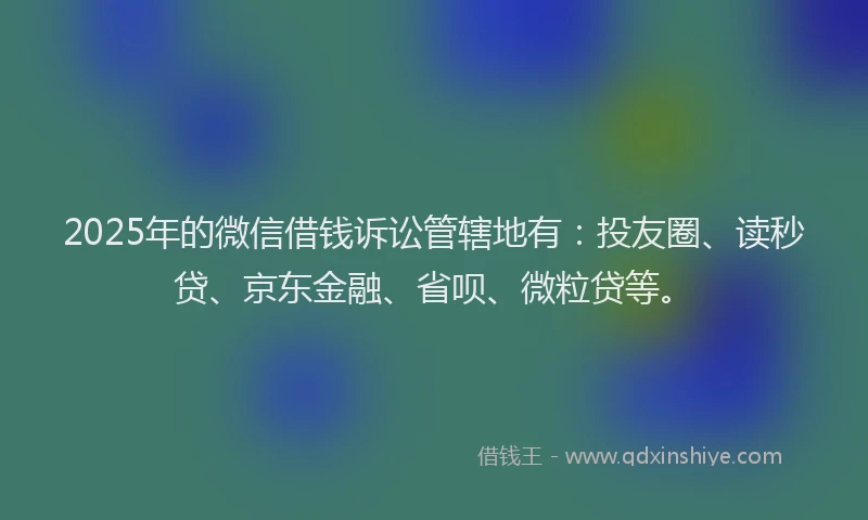 2025年的微信借钱诉讼管辖地有：投友圈、读秒贷、京东金融、省呗、微粒贷等。