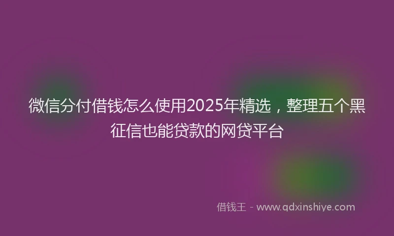 微信分付借钱怎么使用2025年精选，整理五个黑征信也能贷款的网贷平台