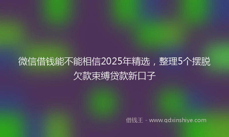微信借钱能不能相信2025年精选，整理5个摆脱欠款束缚贷款新口子