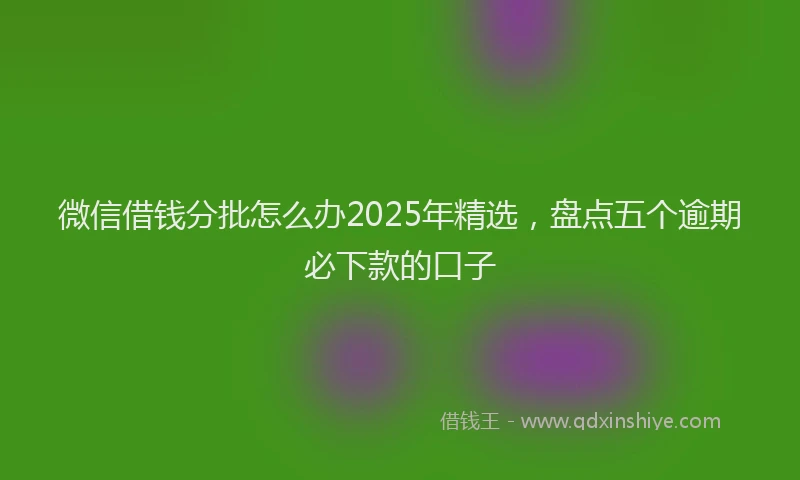 微信借钱分批怎么办2025年精选，盘点五个逾期必下款的口子