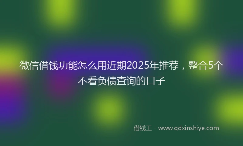 微信借钱功能怎么用近期2025年推荐，整合5个不看负债查询的口子