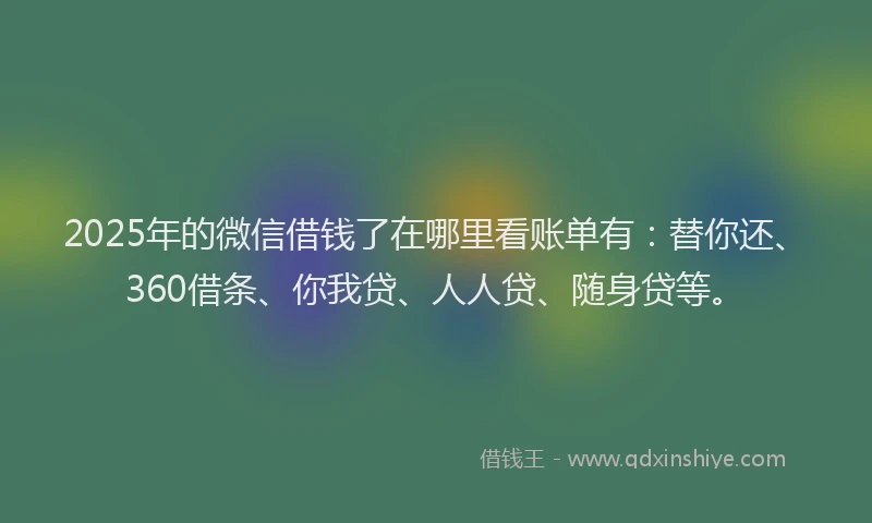 2025年的微信借钱了在哪里看账单有：替你还、360借条、你我贷、人人贷、随身贷等。